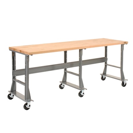 Global Industrial Extra Long Mobile Workbench, 96 x 36in, Flared Leg, Maple Square Edge 183436A